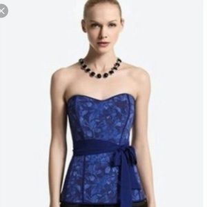 White House Black Market Blue Floral Bustier Small